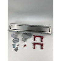 Водоотводящий желоб с двухсторонней решеткой горизонтальный сток Evolux Glass  (черное глянцевое стекло) 400*70(1/4)