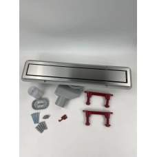 Водоотводящий желоб с двухсторонней решеткой горизонтальный сток Evolux Glass  (черное глянцевое стекло) 400*70(1/4)