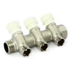 32960573 Коллектор распределительный для воды 1", 3 отвода 3/4" EK (евро конус) Uni-Fitt 406N4330