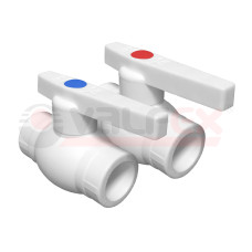 Кран шаровой 25 полупроходной с красной ручкой (60/15) (Valfex) БЕЛЫЙ "ВАЛФ-РУС"