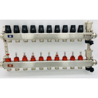 Коллекторная группа  с расходомерами  1", 10 хода, нерж,  без кранов (КВАДРАТ)(1/2)