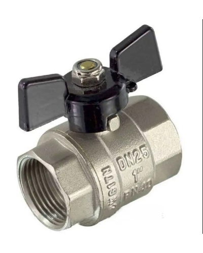 Кран шаровой усиленный (бабочка) никелированная 1г/г(10/40), TIM