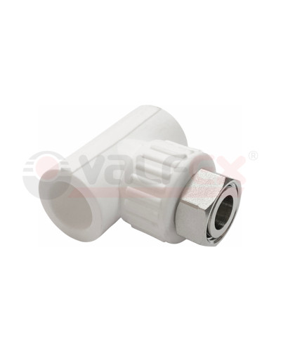 Тройник комбинированный с накидной гайкой 25х3/4х25 (60/15) (Valfex) БЕЛЫЙ ВАЛФ-РУС, Valfex