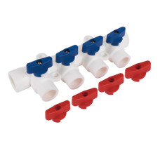 PPR  Коллектор 40 х 4 выхода  ( КРАСНЫЙ+СИНИЙ )  "ViEiR"(30/1шт)