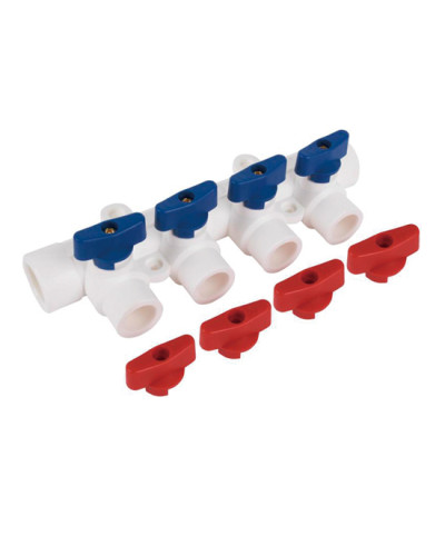 PPR  Коллектор 40 х 4 выхода  ( КРАСНЫЙ+СИНИЙ )  ViEiR(30/1шт), VIEIR