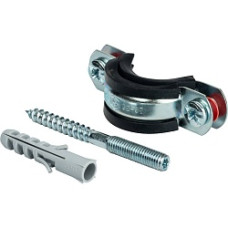 Хомут для труб, комплект: хомут+шпилька шуруп +дюбель пластиковый 1"(32-37) , Stout