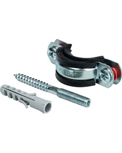 Хомут для труб, комплект: хомут+шпилька шуруп +дюбель пластиковый 1(32-37) , Stout