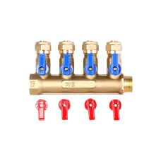 Коллектор с шар. краном   1" х 16 - 4 вых..красн.+син. "ViEiR"(12/3шт)