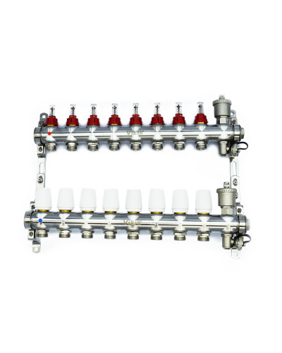 Распределительная группа коллекторов с расход. 8-вых  НЕРЖ. БЕЗ КРАНОВ  1x3/4 ViEiR (3/1шт), VIEIR