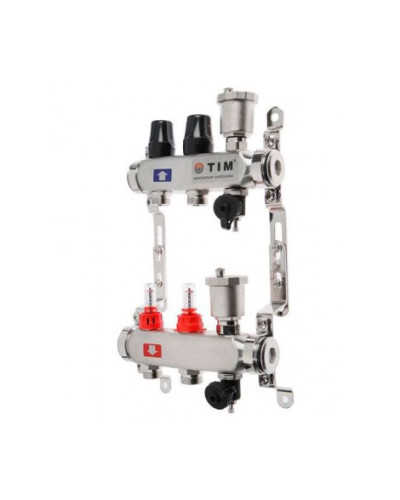 Коллекторная группа  с расходомерами  1, 2 хода, нерж,  без кранов (КВАДРАТ)(1/2), TIM