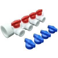 Коллектор универсальный с отсечными кранами 40х20 на 4 выхода (7/1) (Valfex) БЕЛЫЙ "ВАЛФ-РУС"