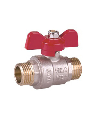 Кран шаровой 3/4 М/М (бабочка) -усилен. НИКЕЛЬ ViEiR(80/10шт), VIEIR