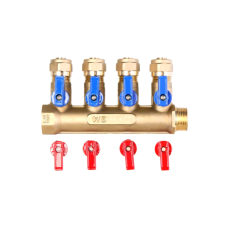 Коллектор с шар. краном   1" х 20 - 4 вых..красн.+син. "ViEiR"(15/1шт)