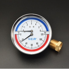 Термоманометр (горизонт.)  10 БАР "ViEiR"(50/1шт)