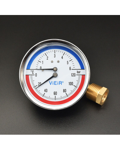 Термоманометр (горизонт.)  10 БАР ViEiR(50/1шт), VIEIR