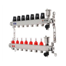 Коллекторная группа  с расходомерами  1", 7 хода, нерж,  без кранов (КВАДРАТ)(1/2)