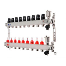 Коллекторная группа  с расходомерами  1", 9 хода, нерж,  без кранов (КВАДРАТ)(1/2)