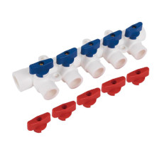 PPR  Коллектор 32 х 5 выхода  ( КРАСНЫЙ+СИНИЙ  )  "ViEiR"(15/1шт)