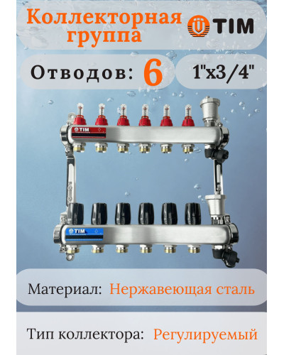 Кол-ая группа из НЕРЖ с расх. 1, без кранов 6вых (КВАДРАТ), TIM