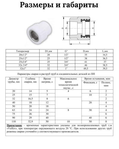 PRO Муфта переходная с внутренней резьбой  25 x 1/2 (100/25) (Valfex) БЕЛАЯ, Valfex