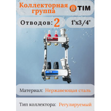 Коллекторная группа  с расходомерами  1", 2 хода, нерж,  без кранов (КВАДРАТ)(1/2)