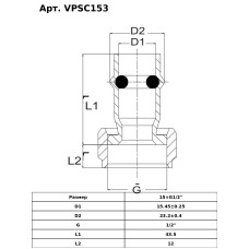 Соединитель с накидной гайкой из нержавеющей стали15×1/2"  "VER-PRO"   (100/5шт)