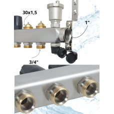 Комплект для теплого пола на 6 выходов (Коллектор на 6 контуров, Насос циркуляционный , Евроконусы 16x2,2, Насосно-Смесительный узел) до 80 кв.м