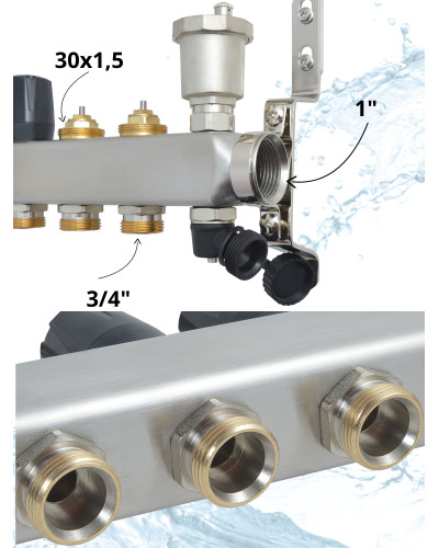 Комплект для теплого пола на 9 выходов (Коллектор на 9 контуров, Насос циркуляционный , Евроконусы 16x2,2, Насосно-Смесительный узел) до 110 кв.м