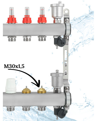 Коллекторная группа НЕРЖ со встр. расх. в сборе, 1х 4 вых. Евроконус 3/4 VALFEX (2) К, Valfex