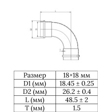 Уголок 90° внутренний/внутренний из нержавеющей стали 18×18   "VER-PRO" (60/5шт)