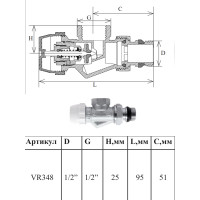 Вентиль термостатический осевой 1/2" "ViEiR"(90/15шт)