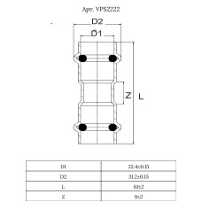 Муфта из нержавеющей стали22×22  "VER-PRO"   (60/5шт)
