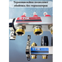 Коллекторная группа  с расходомерами  1", 5 хода, нерж,  без кранов (КВАДРАТ)(1/2)