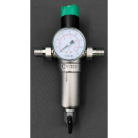 Фильтр с регулятором давления и манометром 1/2" для горя. воды НИКЕЛЬ "ViEiR" (10/1шт)