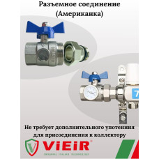 VR1102  Кран шаровой с полусгоном и термометром ПРЯМОЙ 1" (20/1пар)