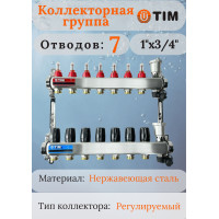 Коллекторная группа  с расходомерами  1", 7 хода, нерж,  без кранов (КВАДРАТ)(1/2)