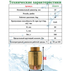 ZHM676 Обратный клапан 1" FxM (64/8шт)