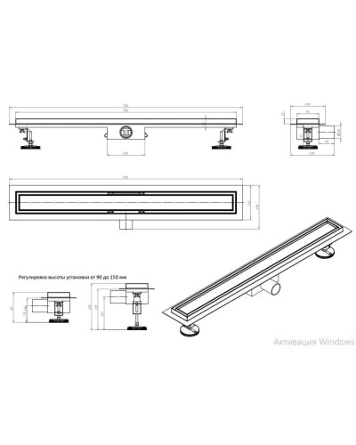 DL70A Душевой лоток под плитку - 700 мм (4/1шт), VIEIR