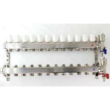 Группа коллекторов без расход. 12 -вых. НЕРЖ. БЕЗ КРАНОВ 1"x3/4" "ViEiR" (2/1шт)