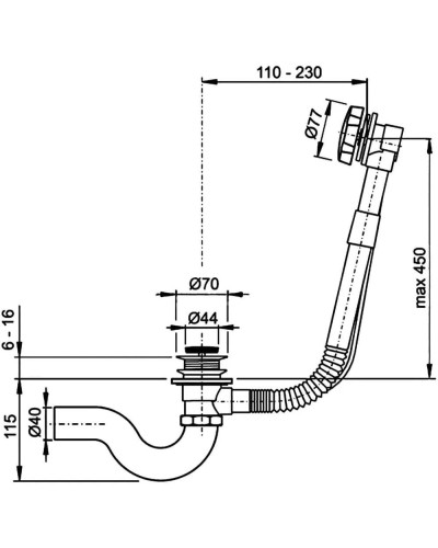 Обвязка для ванны латунная, автоматический с фиксатором(1/20)