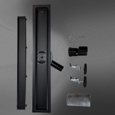 Дренажный канал для душа с решеткой под кладку плитки
Cифон с углом поворота 360° облегчает монтаж （черный-матовый）70*400(1/4)