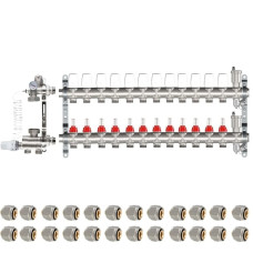 КОМПЛЕКТ для ВОДЯНОГО ТЕПЛОГО ПОЛА ДО 160 кв/м Коллектор 10 контуров