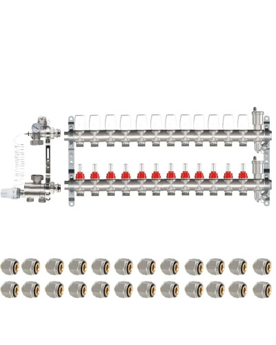 КОМПЛЕКТ для ВОДЯНОГО ТЕПЛОГО ПОЛА ДО 160 кв/м Коллектор 10 контуров