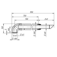 Комплект коаксиальный 60х100-750антиобледенительный с хомутом, фланцеми втулкой