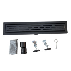 Поворотный душевой трап с сухим затвором, черный - 300 мм (4шт)