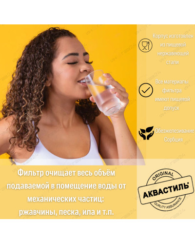 Фильтр колбовый магистральный +картридж АквастильАквастиль 20л     НЕРЖАВЕЙКИдля горячих и холодных воды (6 шт), VIEIR