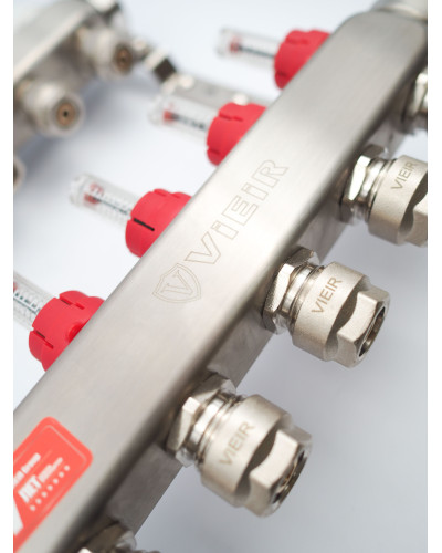 Коллектор для теплого пола 4 контура (комплект) VIEIR + насосно смесительный узел с насосом + евроконус для коллектора 3/4'-16*2,0