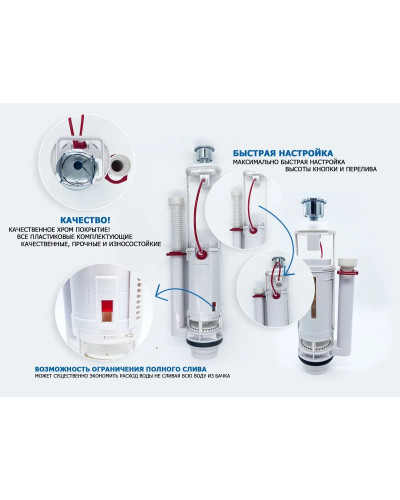 Сливной механизм УНИВЕРСАЛЬНЫЙ VIEIR  (20шт), VIEIR