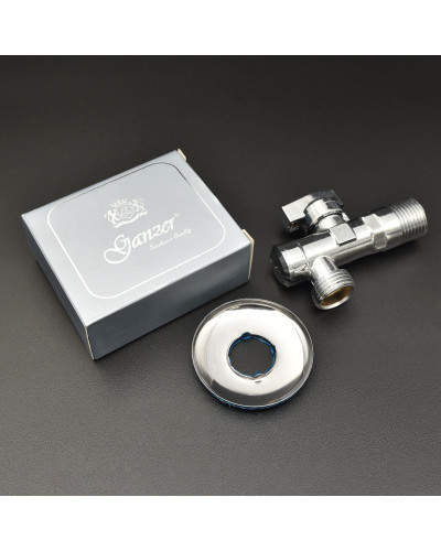 Угловой кран  с сеткой 1/2х1/2 LUX Ganzer хром (100/1шт), VIEIR
