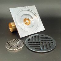 Трап угловой с сухим затвором150*150 мм ЛАТУНЬ  "VIEIR" (40шт)